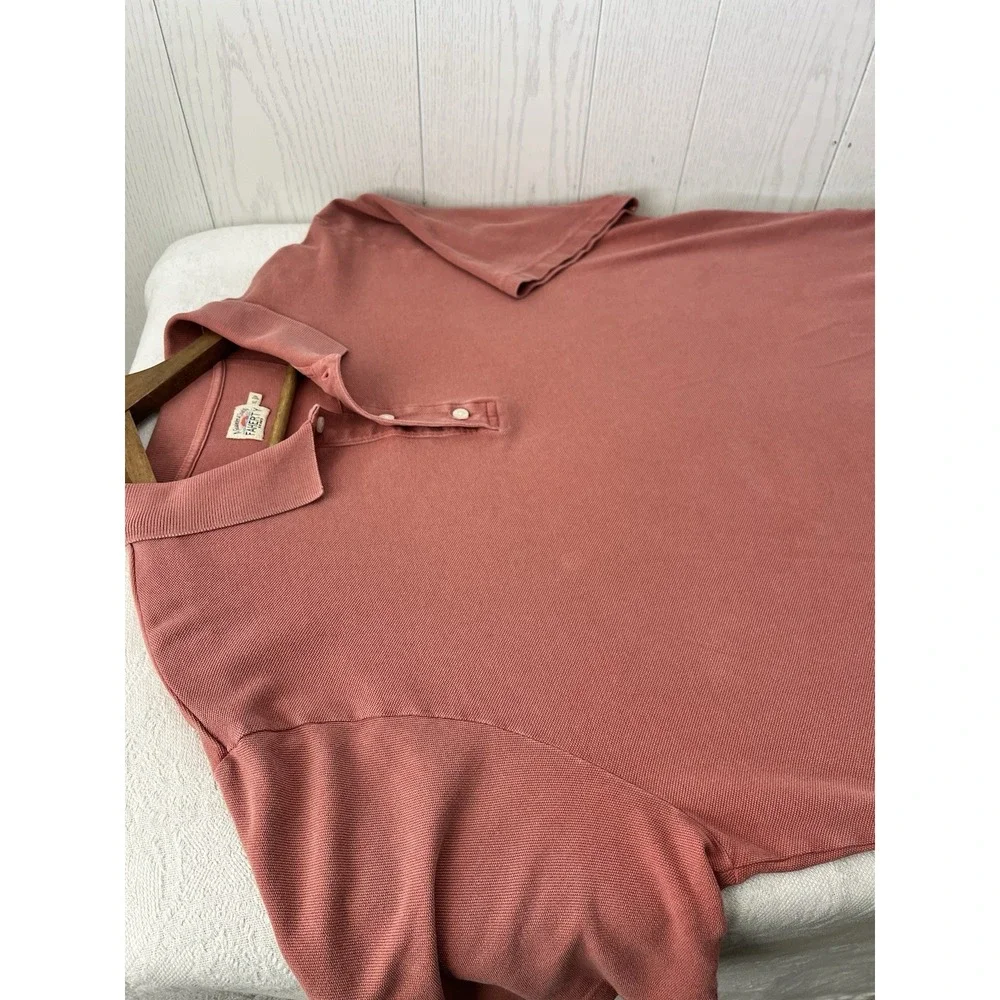 Faherty Polo Shirt Mens XL Pink Pique Cotton Short Sleeve Blush Coastal